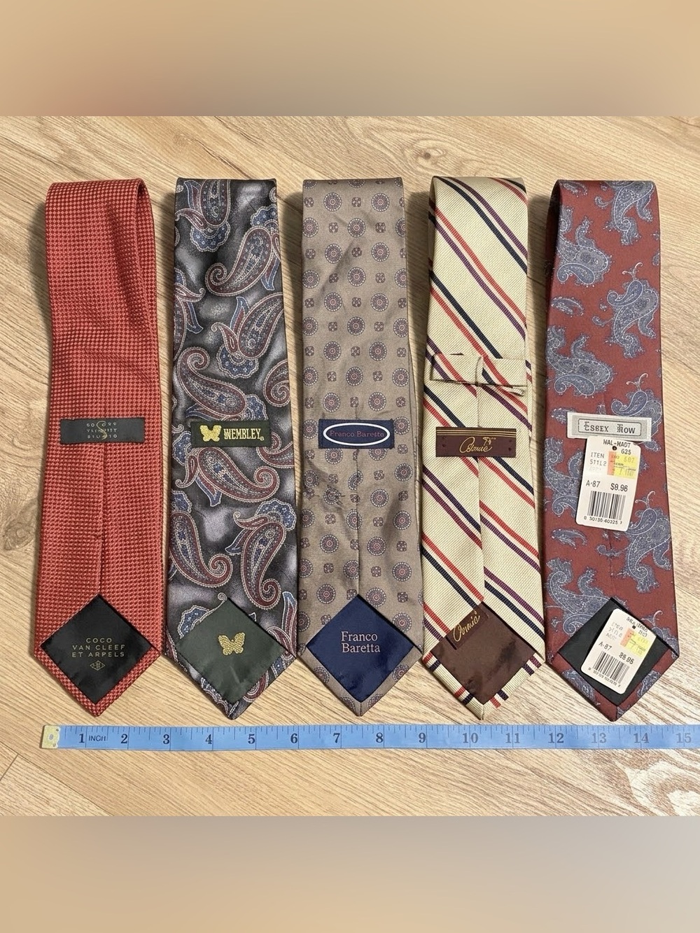Vintage Men's Necktie Lot of 5 – Paisley, Striped, Medallion & Textured Knits